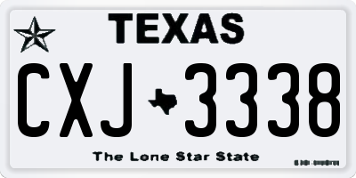 TX license plate CXJ3338