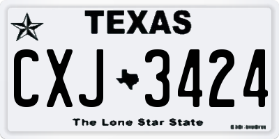 TX license plate CXJ3424