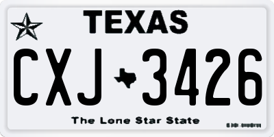 TX license plate CXJ3426