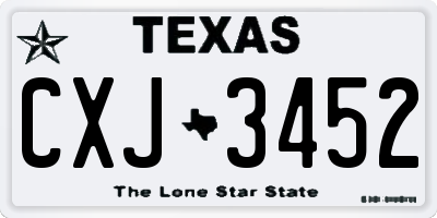 TX license plate CXJ3452