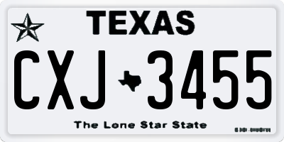TX license plate CXJ3455