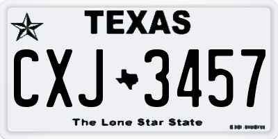 TX license plate CXJ3457