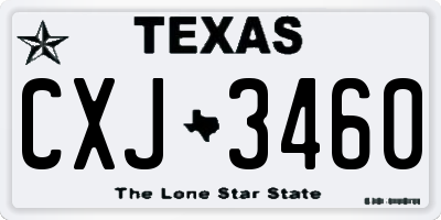 TX license plate CXJ3460