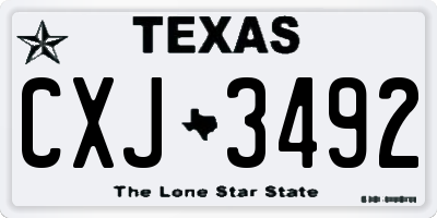 TX license plate CXJ3492