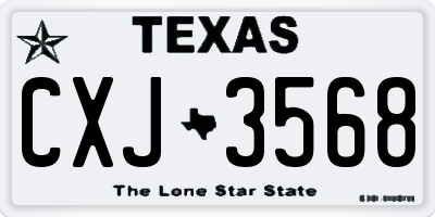 TX license plate CXJ3568