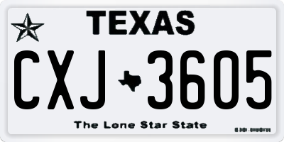 TX license plate CXJ3605