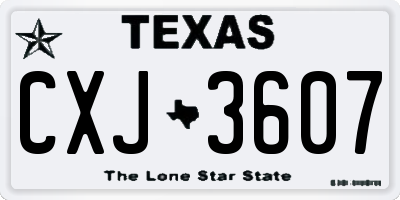 TX license plate CXJ3607