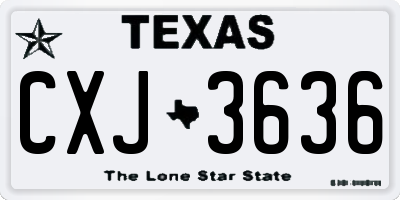 TX license plate CXJ3636