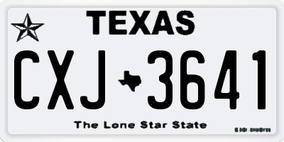 TX license plate CXJ3641