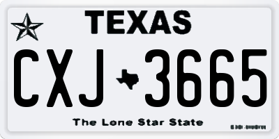 TX license plate CXJ3665