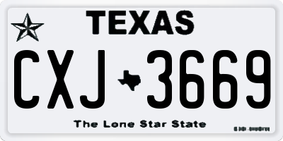 TX license plate CXJ3669