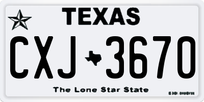 TX license plate CXJ3670