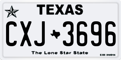 TX license plate CXJ3696