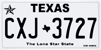 TX license plate CXJ3727
