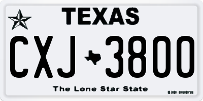 TX license plate CXJ3800