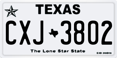 TX license plate CXJ3802