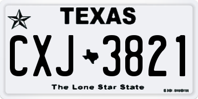 TX license plate CXJ3821