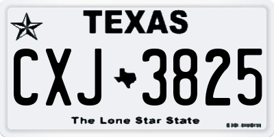 TX license plate CXJ3825