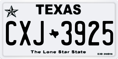 TX license plate CXJ3925