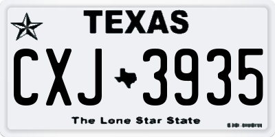 TX license plate CXJ3935
