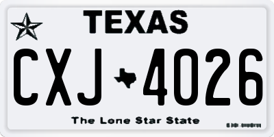 TX license plate CXJ4026