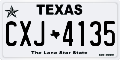 TX license plate CXJ4135