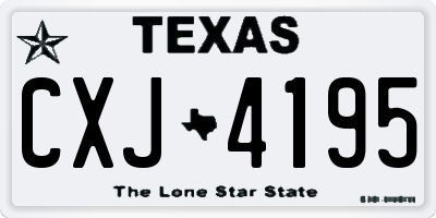 TX license plate CXJ4195