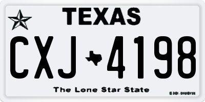 TX license plate CXJ4198