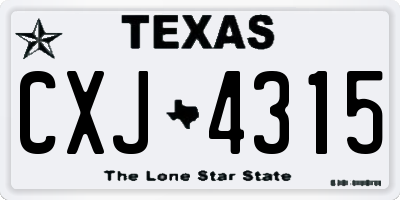 TX license plate CXJ4315