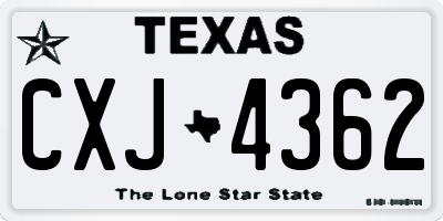 TX license plate CXJ4362