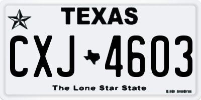 TX license plate CXJ4603