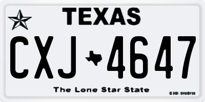 TX license plate CXJ4647