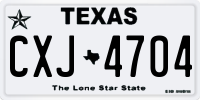 TX license plate CXJ4704