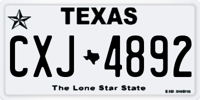 TX license plate CXJ4892