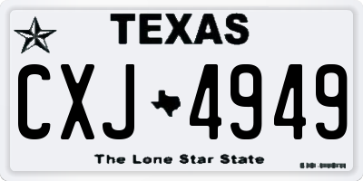 TX license plate CXJ4949