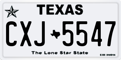 TX license plate CXJ5547