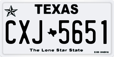 TX license plate CXJ5651