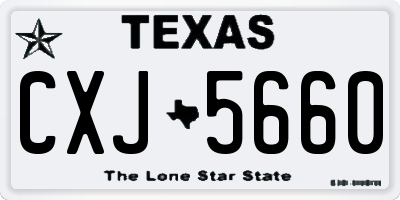 TX license plate CXJ5660