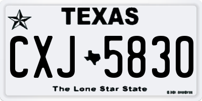 TX license plate CXJ5830