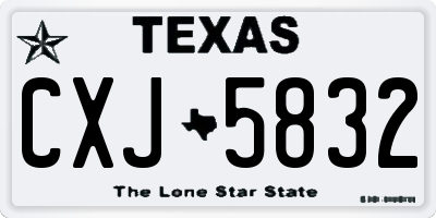 TX license plate CXJ5832
