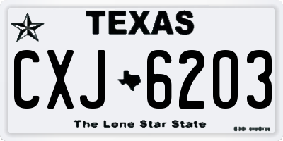 TX license plate CXJ6203