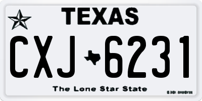 TX license plate CXJ6231