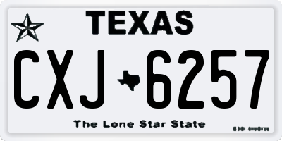 TX license plate CXJ6257