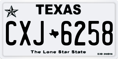 TX license plate CXJ6258