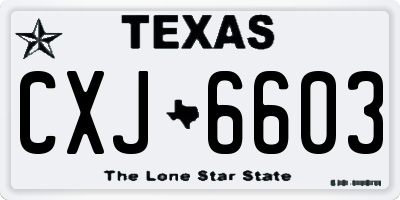 TX license plate CXJ6603