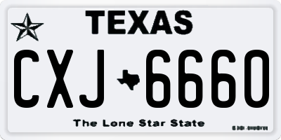 TX license plate CXJ6660