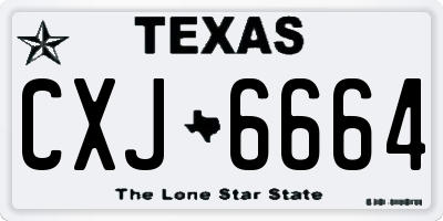 TX license plate CXJ6664