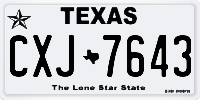 TX license plate CXJ7643