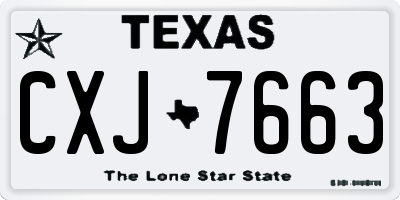 TX license plate CXJ7663
