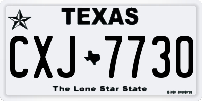 TX license plate CXJ7730